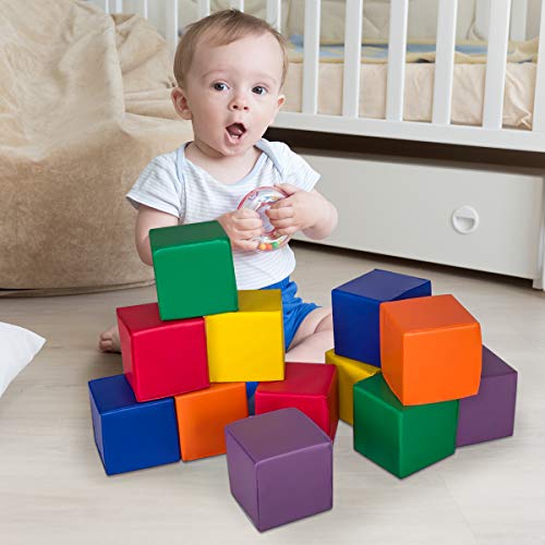 image for Costzon Soft Blocks, Toddler Block Playset, Premium PU Leather Stackin