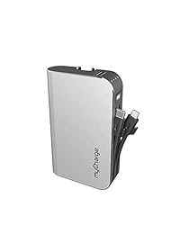 mycharge hubplus C, 6700 mAh Cargador portátil con integrado USB C y cables Micro USB integrado y pared Prongs