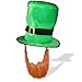 St. Patrick's Day Leprechaun Top Hat with Beard-Men's Women's Kids Irish Costume Green