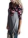 Annflat Women's Plus Size Round Neck Three Quarter Sleeve Floral Tops Girls Juniors T Shirt Large Grey
