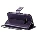 Harryshell J1 2016 Case, Galaxy Amp 2 Case, Galaxy Express 3 Case, (TM) Cave Tree Cat Wallet Flip Leather Case Cover with Card Slot & Wrist Strap for Samsung Galaxy J1 2016 / Amp 2 / Express 3 Purple