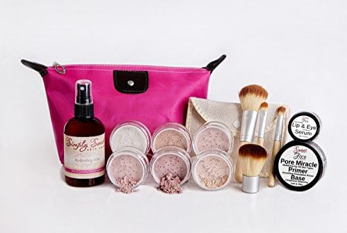 TIMELESS LOOK KIT Full Size Mineral Makeup Set Matte Foundation Bare Face Sheer Powder Cover (LIGHT TAN)