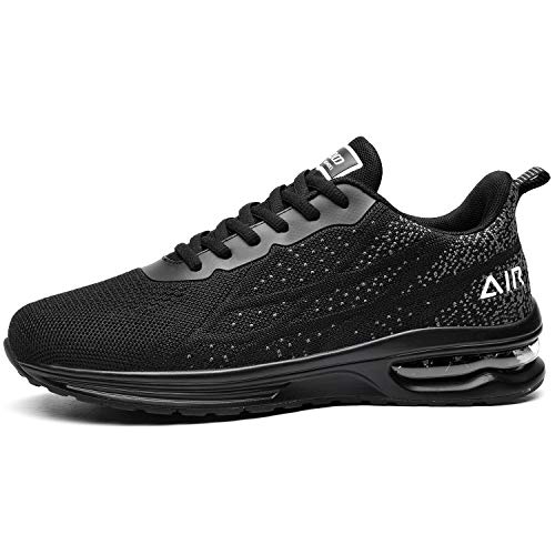 GANNOU Air Athletic Running Sneaker para deportes, gimnasio, jogging, tenis y fitness para mujer - Talla 8 - ALLBLACK