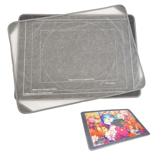 Jigsaw Puzzle Board, Board With Cover, Non-Slip Surface, Portable And Lightweight, Holds Up To 1000 Pieces, Includes Sorting Trays, Easy-Move Mat For Adults Large 31.5" X 22.8"