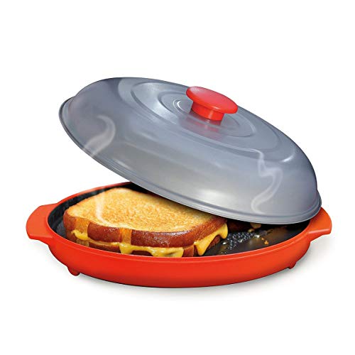 Roasting Pan Microwave Grill Pan Microwave Crisper Plate with Lid for Kitchen Microwave Cooking Grilling Oven Use - Thumbnail 7