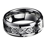 ERAWAN New Silver Celtic Dragon Titanium Stainless Steel Men's Wedding Band Rings EW sakcharn (Size 8)