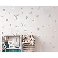 Easu Sparkle Wall Decals Silver Star Decals Kids Rooms Decor Nursery Wall Decals Sparkle Wall Stickers Removable Peel and Stick Wall Decals