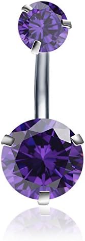 Newave Belly Button Rings Round Cubic Zirconia Navel Barbell Stud Body Piercing (Violet Blue)