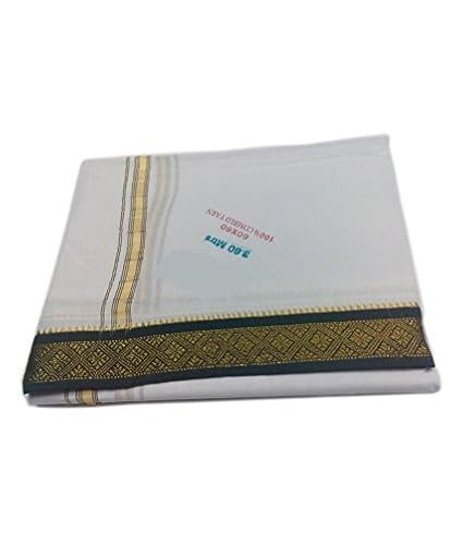 Men's Cotton Handloom Dhoti (White, 3.60 m)