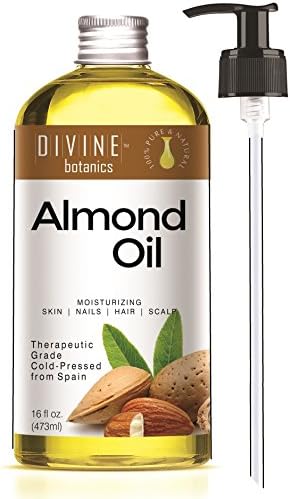 Organic Sweet Almond Oil 16oz for Face Eyes Body Moisturize Anti Aging Anti Wrinkle Natural Solution