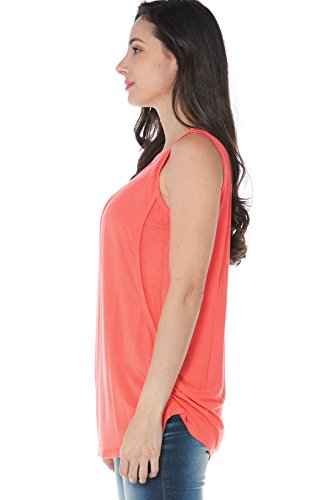 Smallshow Women's Maternity Nursing Tank Top Sleeveless Comfy Breastfeeding Clothes,Coral,Small - Thumbnail 3