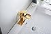 BWE Gold Waterfall Bathroom Sink Faucet Single Handle One Hole Deck Mount Lavatory,Gold Finish
