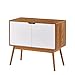 White/Woodgrain Mid-Century Style Console Sofa Table Storage Cabinet Sideboard with 2 Doors