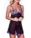 Ruzishun Women's Sexy Lingerie Diaphanous Pajama Lace Skirt Sleepwear Plus Size (M, Purple)