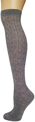 Women Girls Wool Cashmere Opaque Over Knee Winter Socks Stockings (Light Grey)