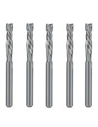 HOZLY UP & DOWN Cut 0.125 x 0.669 in Dos flautas de carburo en espiral herramienta para CNC Router Compresión madera final molinillo Cutter Bits Pack de 5