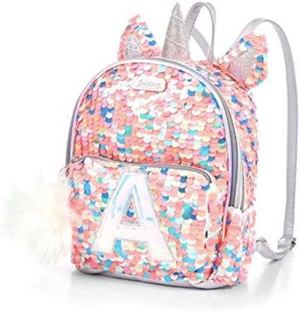 Justice Girls Coal Pink Silver Unicorn Flip Sequin Mini Backpack Bag (J)