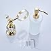 OWOFAN Liquid Soap Dispenser Pump 6.8 oz Wall Mounted Bathroom Lavatory Lotion Dispenser with Glass Bottle, Brass Golden HK-38K