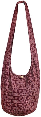 Thai Monk Hippie Bag Crossbody Shoulder Bag Purse Messenger Star (Red Wine)