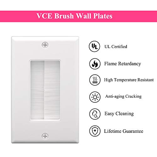 image for VCE 2-Pack Single Brush Wall Plate Cable Pass Through Insert for Wires
