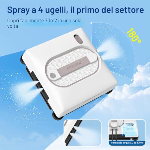 AlfaBot GLS480 Robot Window Cleaning Robot | Automatic Window Cleaner 5000 Pa with 4 Spray Nozzles, 5 Cleaning Modes, 100 ml Tank