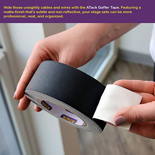 ATack Gaffer Tape Pro, Black, 2-Inches X 30 Yards- Premium Grade and Easy Tear Matte Black Gaff Main Stage Tape for Photographers, Interior Designers and Professionals
