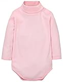 Sunnysame Baby Boys Girls Fall Cotton Long-sleeve Turtleneck Bodysuit Romper One-piece-PINK24M