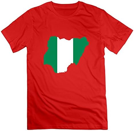 AJLNA Men's Nigeria Map Flag T-Shirt X-Large Red