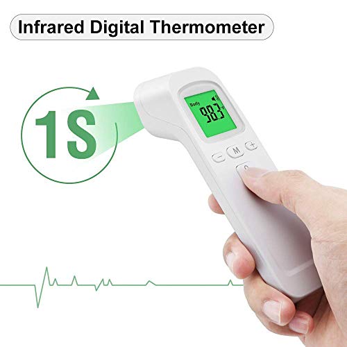 Forehead Thermometer Non-Contact Infrared Digital Thermometer, Ear Thermometer with Fever Alarm for Baby and Adults RW-FTW05