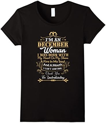 Womens Woman Born In December T-Shirt Birthday Gift Shirt Medium Black