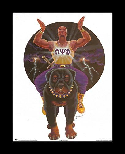 Omega Doberman: Omega Psi Phi by Lester Kern (10x8 inches - Framed Art Print - Black Frame)