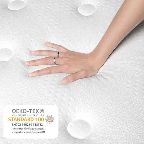 TeQsli Gel Pocket Spring Mattress 90 x 200 cm, 25 cm Height H3 Hardness, Ergonomic 9-Zone Mattress, Orthopaedic Spring Mattress with Gel Memory Foam, Oeko-Tex & CertiPUR Certified