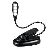 AMIR 4 LED Book Light, Music Stand Light Lamp, Rechargeable and Flexible, Daylight White, Travel Light, Clip Light with Stand, for Reading at Night and eye-friendly with USB Cable &amp; AC Charger (Tools &amp; Home Improvement)