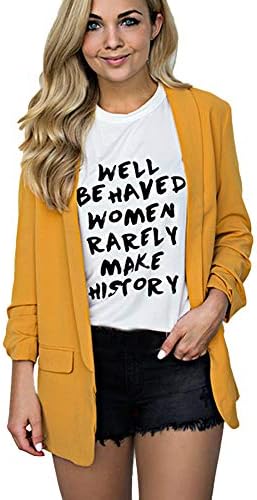 Womens Solid Long Sleeve Blazer Open Front Cardigan AmyDong Casual Jacket Coat Tops Blouse