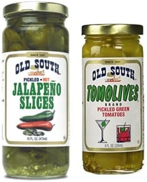 Old South Tomolives Pickled Green Tomatoes 8 oz & Pickled Sliced Jalapenos 16 oz
