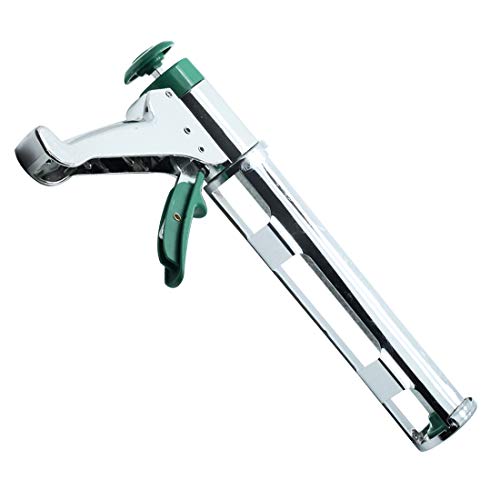 Autoly Caulking Gun Super Smooth Rod Revolving Frame Caulk Gun with Green Comfortable Grip, 1/10 Gallon Cartridge, 10:1 Thrust