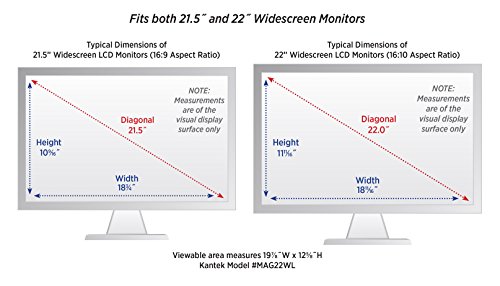 Kantek LCD Monitor Magnifier Filter, Fits 21.5" and 22" LCD Widescreens measured Diagonally (MAG22WL)