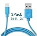 ilikable 3 Pack 4Foot 6Foot 8Foot iPhone Charger Cable and Sync Cord for iPhone 7 6 6s Plus 5s 5c 5 Se iPad Air Mini Retina iPod Nano Touch-Blue