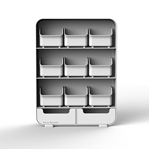 Mind Reader 9 Removable Drawers Tea Bag holder and Condiment Organizer, White