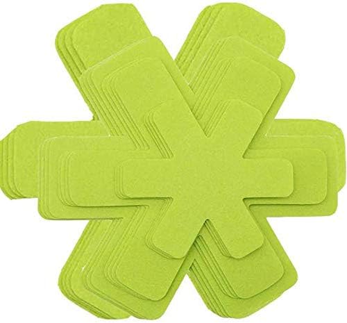 Pot and Pan Protectors, Set of 16 and 4 Different Sizes, Green Flower Pot Separation pad/Stacked pots and Pans pad/Pot partition Protection pad, Used to Protect and Separate pots and Pans