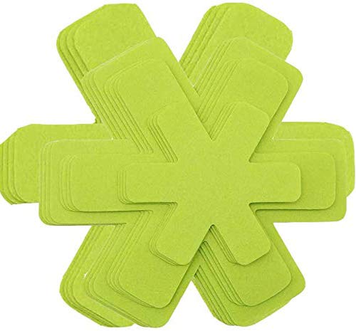 Pot and Pan Protectors, Set of 16 and 4 Different Sizes, Green Flower Pot Separation pad/Stacked pots and Pans pad/Pot partition Protection pad, Used to Protect and Separate pots and Pans