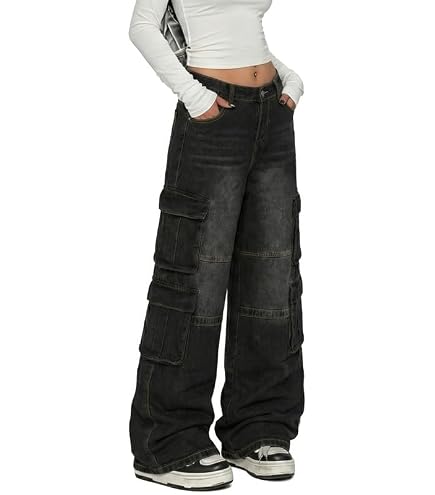 RILGOU Y2K Grunge Vintage Gothic Casual Style High Waist Straight