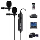 Dual Lavalier Microphones, MAONO AU200 Hands Free Clip-on Lapel Mic with Omnidirectional Condenser for Camera,DSLR, Android, Smartphone, Tablet, Pad, PC, Laptop, Computer (236in/20ft)