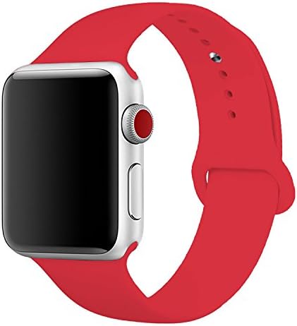 42mm Apple Watch Band,iMOMO Soft Silicone Sport Band [3 Pieces for 2 Lengths] Large/Small Wrist Strap Replacement for Apple Watch 1 2 3 All Models 42mm - Red