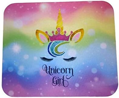 Amazon Com Cute Rainbow Unicorn Princess With Crown Face Pink Blue Yellow Purple Colors Decorative Desktop Office Silicone Mouse Pad Office Products