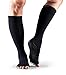 ToeSox Women's Grip Half Toe Scrunch Socks, Medium, Black