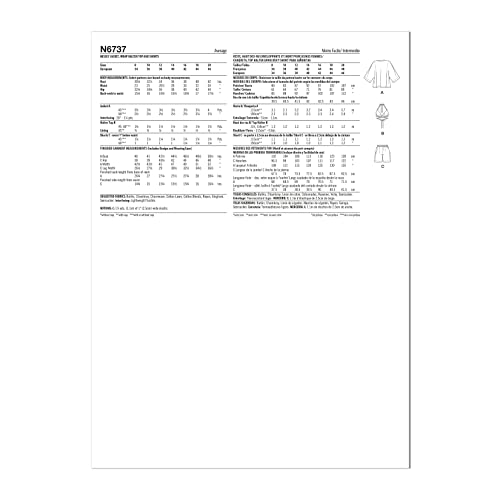 New Look Misses' Jacket, Wrap Halter Top and Shorts Sewing Pattern Packet, Design Code M8295, Sizes 8-10-12-14-16-18-20, Multicolor