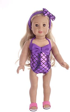 Kariwell Doll Clothes for 18 Inch Doll, Accessory Swimsuit Toys Doll Clothes Mermaid for 18 Inch Our Generation Girl Doll (Purple)