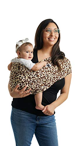 Baby K'tan Print Baby Wrap Carrier, Infant and Child Sling - Simple Wrap Holder for Babywearing - No Rings or Buckles - Carry Newborn up to 35 lbs, Leopard Love, S (W Dress 6-8 / M Jacket 37-38)