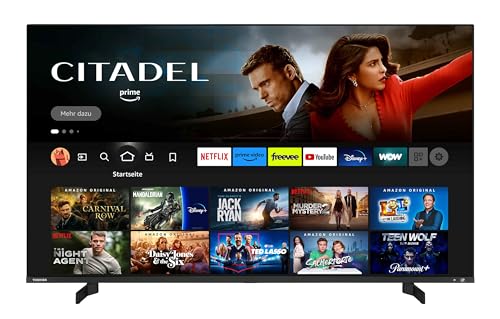 Toshiba 55QF5D63DA 55 Zoll QLED Fernseher/Fire TV (4K Ultra HD, HDR Dolby Vision, Smart TV, Triple-Tuner, Alexa Built-In, Bluetooth, Sound by Onkyo) [2023], Schwarz